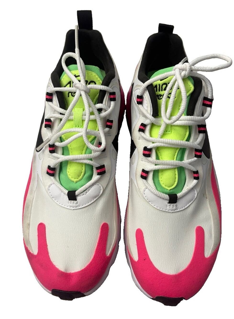 Authentic Nike Air Max 270 React / Womens / White / Black-Hyper Pink / Size 9